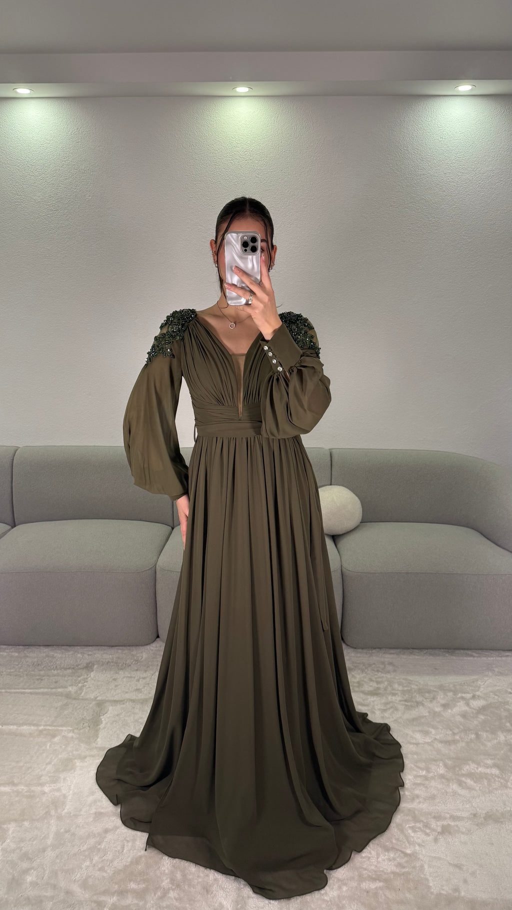 Asmin Dress - Khaki green